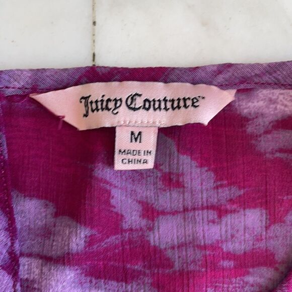 Juicy Couture Sliver Studded Purple Abstract Flowy Tank Top - Picture 2 of 7